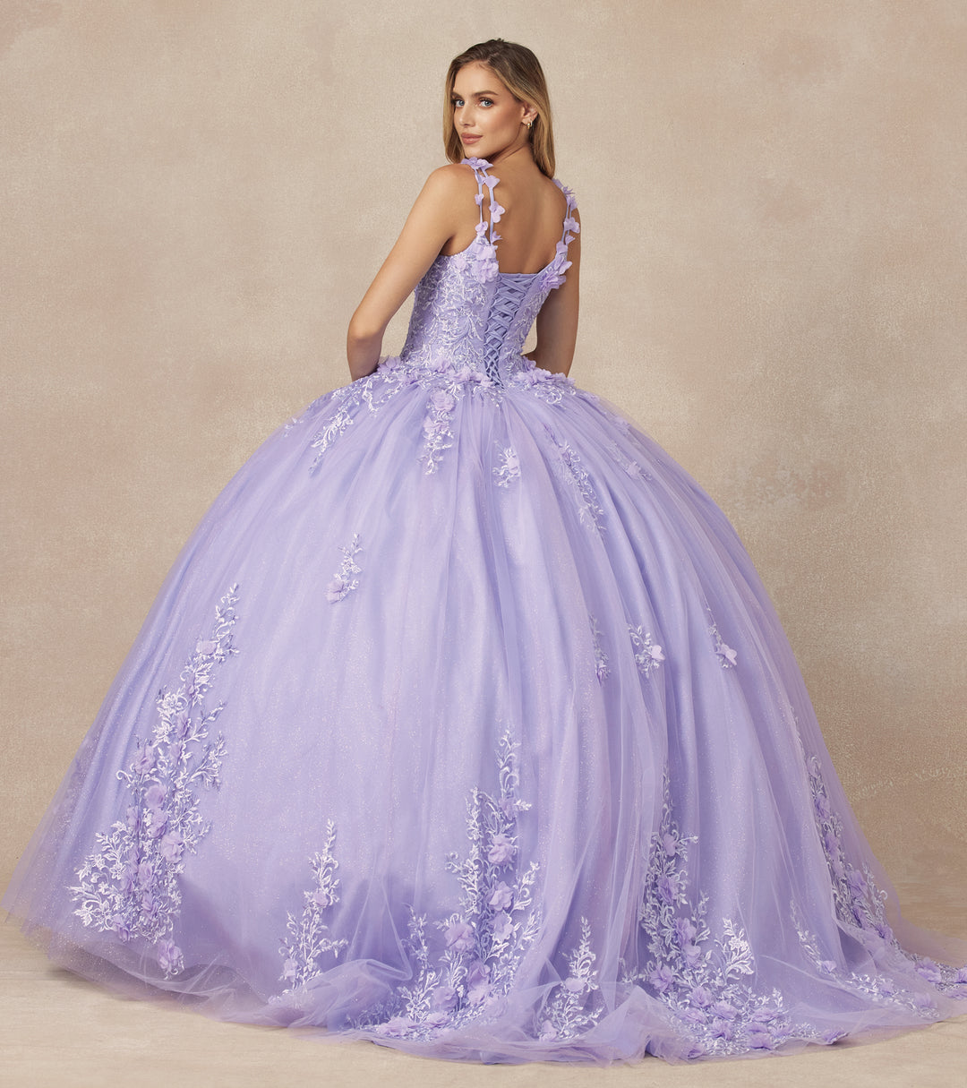 Juliet 1437 quinceanera ball gown back view, option 2