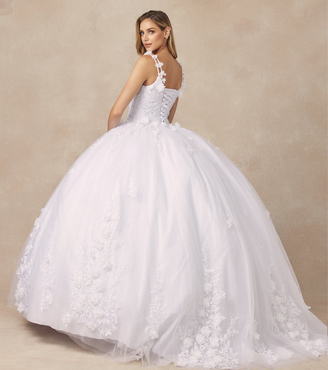 Juliet 1437 quinceanera ball gown back view, option 3