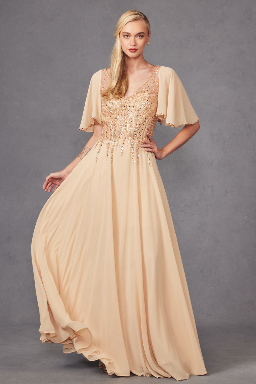 Juliet JTM14F mother of the bride dress front view