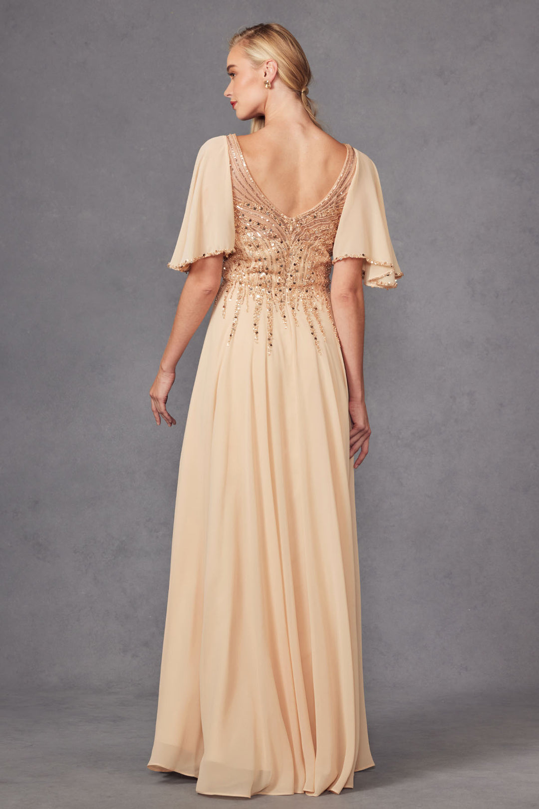Juliet JTM14F mother of the bride dress back view