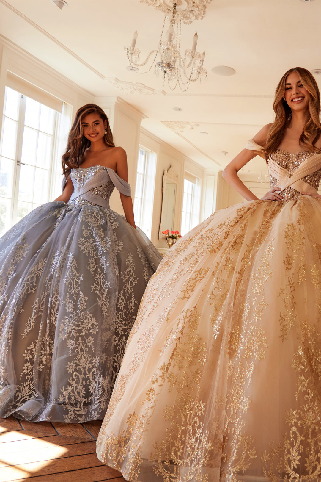 Juliet JT1488H quinceanera ball gown front view with second style option, option 3