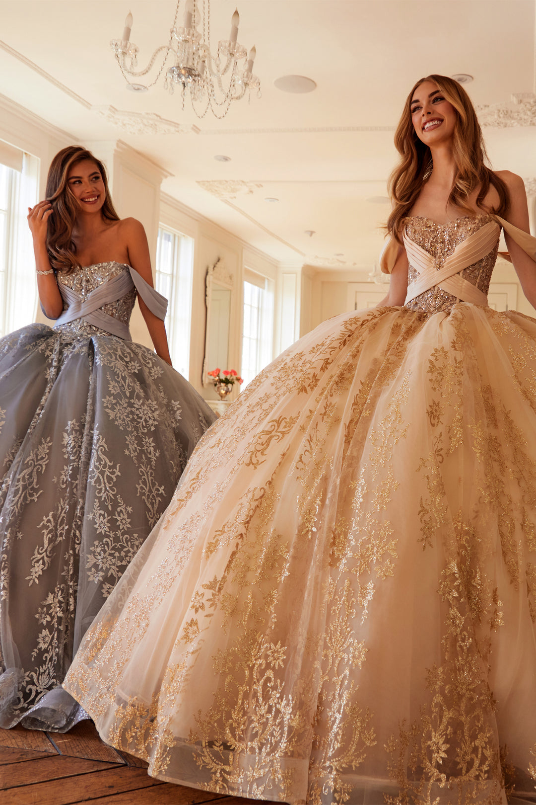 Juliet JT1488H quinceanera ball gown front view with second style option, option 4