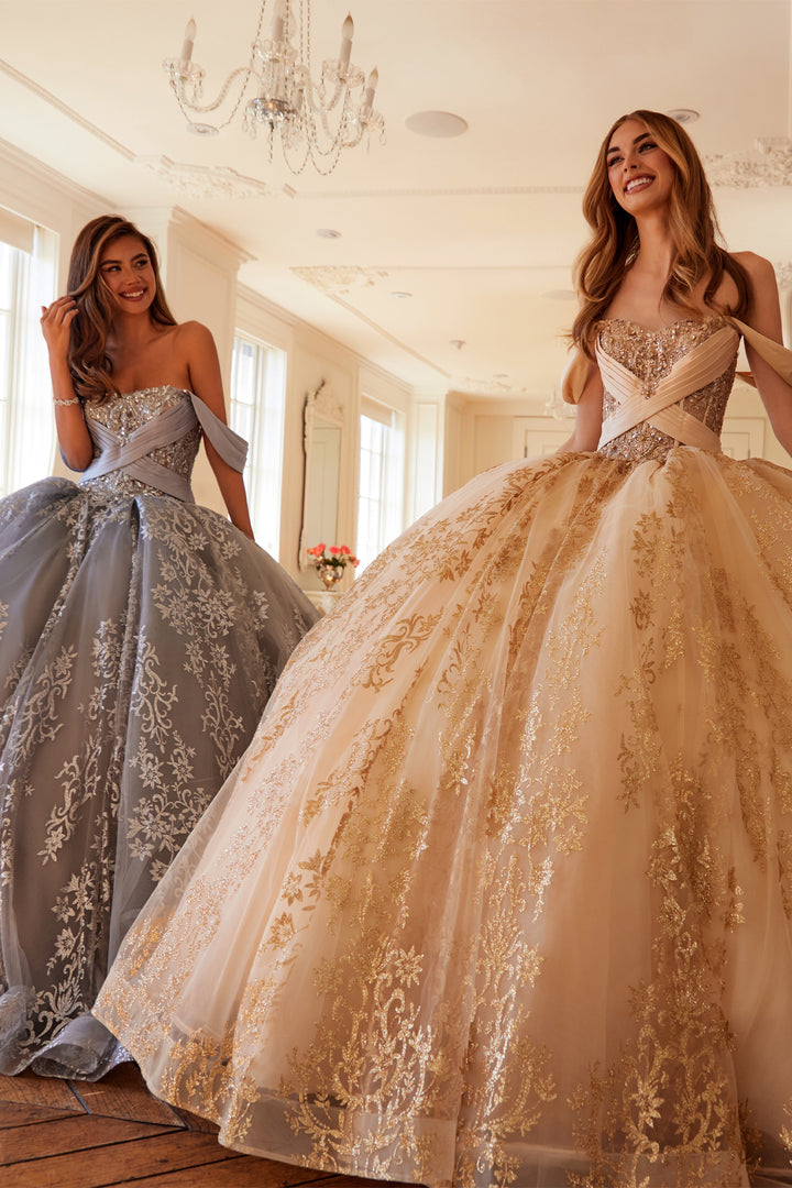 Juliet JT1488H quinceanera ball gown front view with second style option, option 4