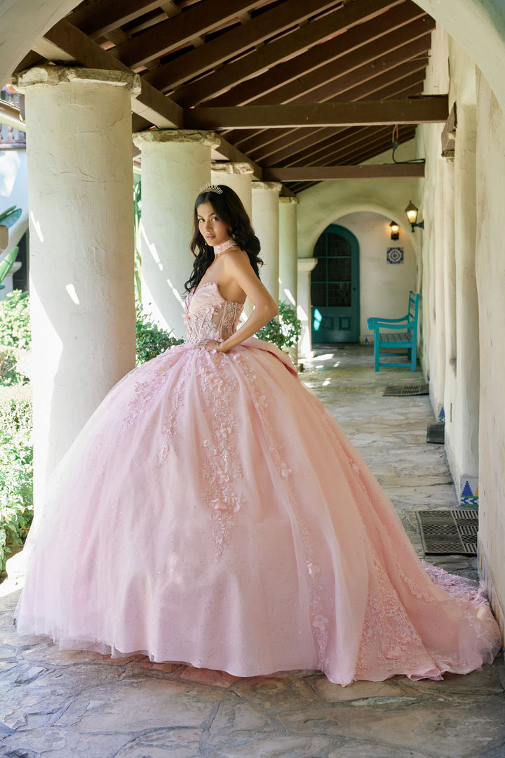 Juliet JT1497J quinceanera ball gown front three-quarter view