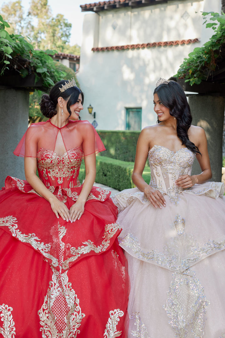Juliet JT1511H quinceanera ball gown front view with second style option