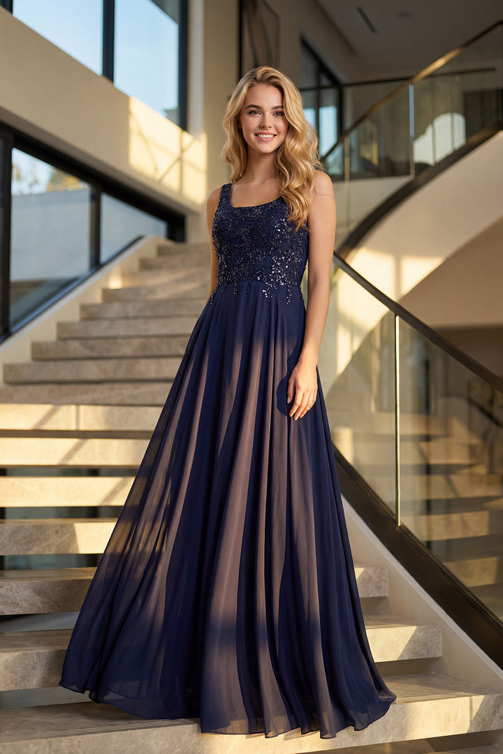 Juliet JTM21L beaded two-piece mother of the bride dress front view of sleeveless beaded bodice, option 3