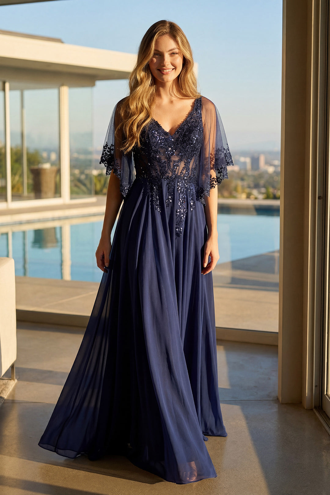 Juliet JTM22U A-line gown front view