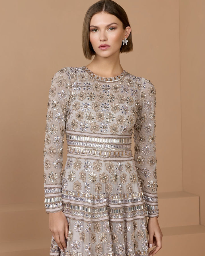 Mac Duggal 10174 Embellished Long Sleeve A-Line Gown