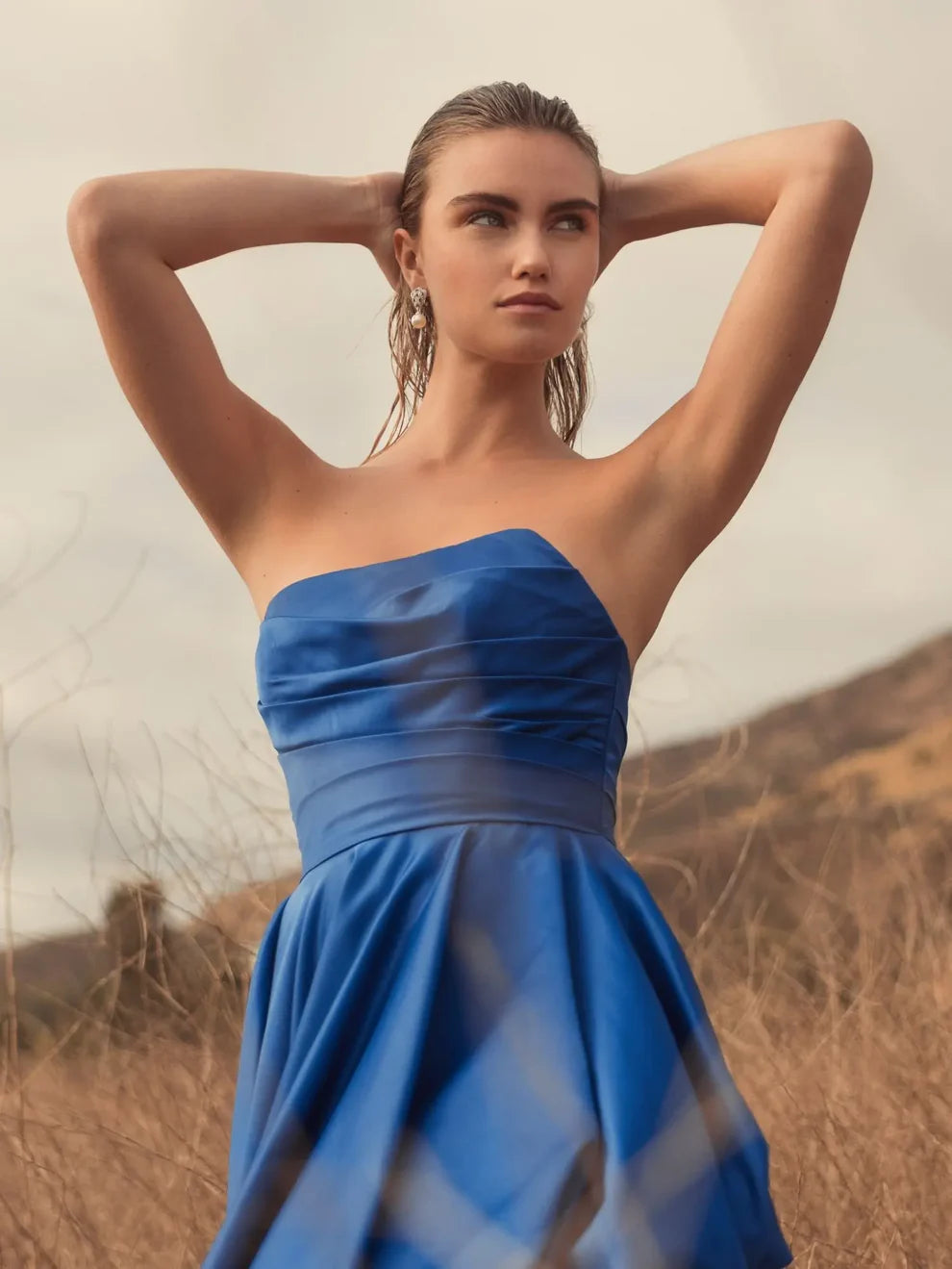 Mac Duggal 11685 Black Strapless Ruched High Low Gown