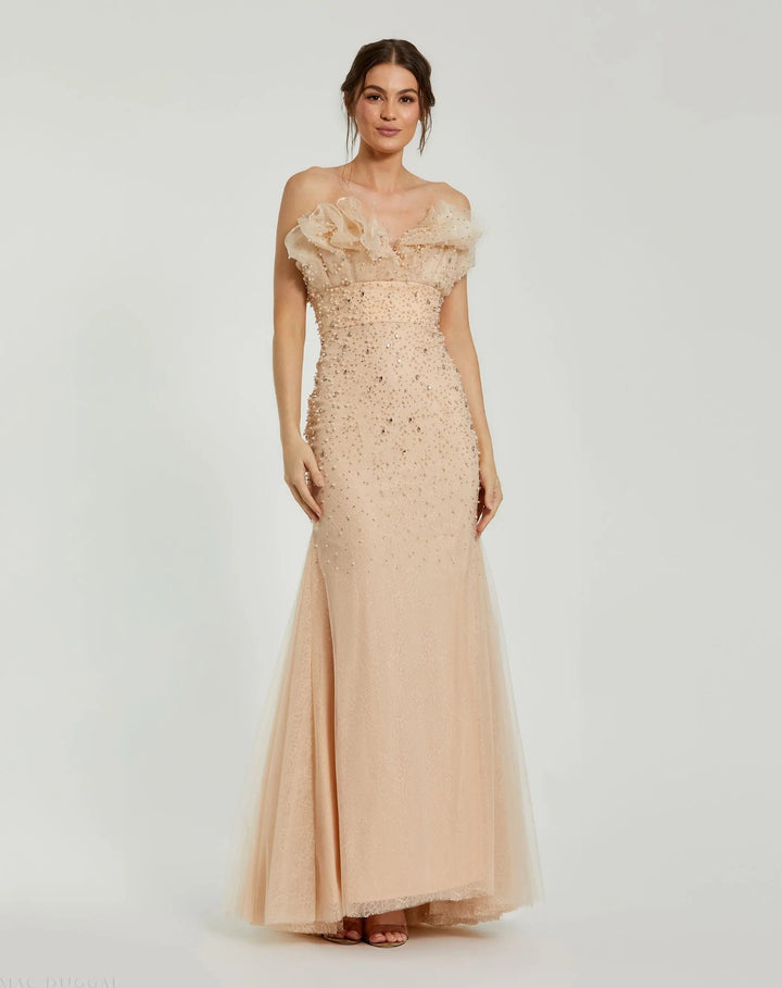 Mac Duggal 11774 Strapless Embellished Tulle Mermaid Gown