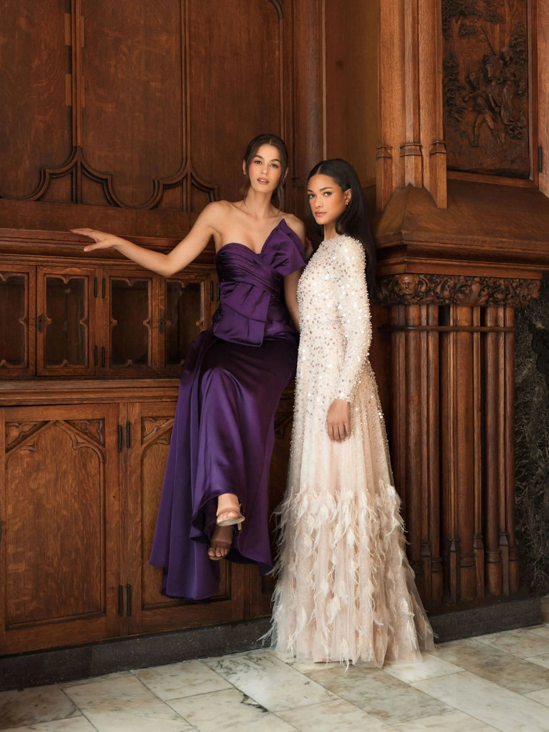 Mac Duggal 11782 Disc Embellished Sequin Gown with Feather Detail