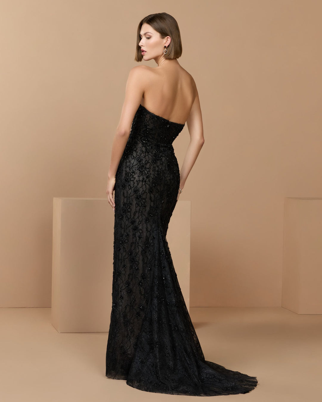 Mac Duggal 11830 Embellished Strapless Bustier Gown With Sweeping Train Dress