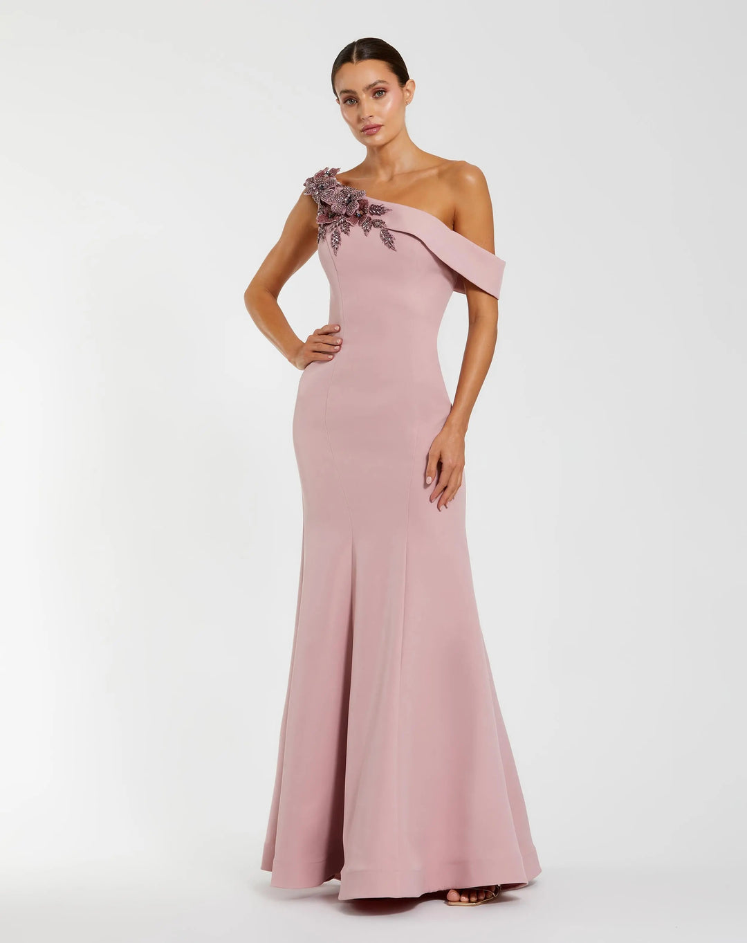 Mac Duggal 11947 One Shoulder Sleeveless Beaded Mermaid Gown
