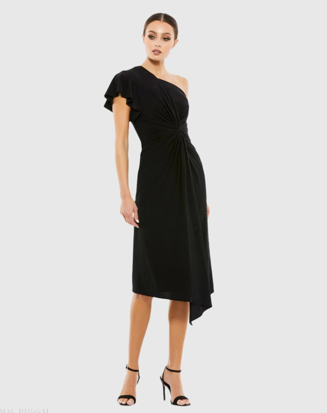 Mac Duggal A12480 One Shoulder Midi Length Jersey Dress