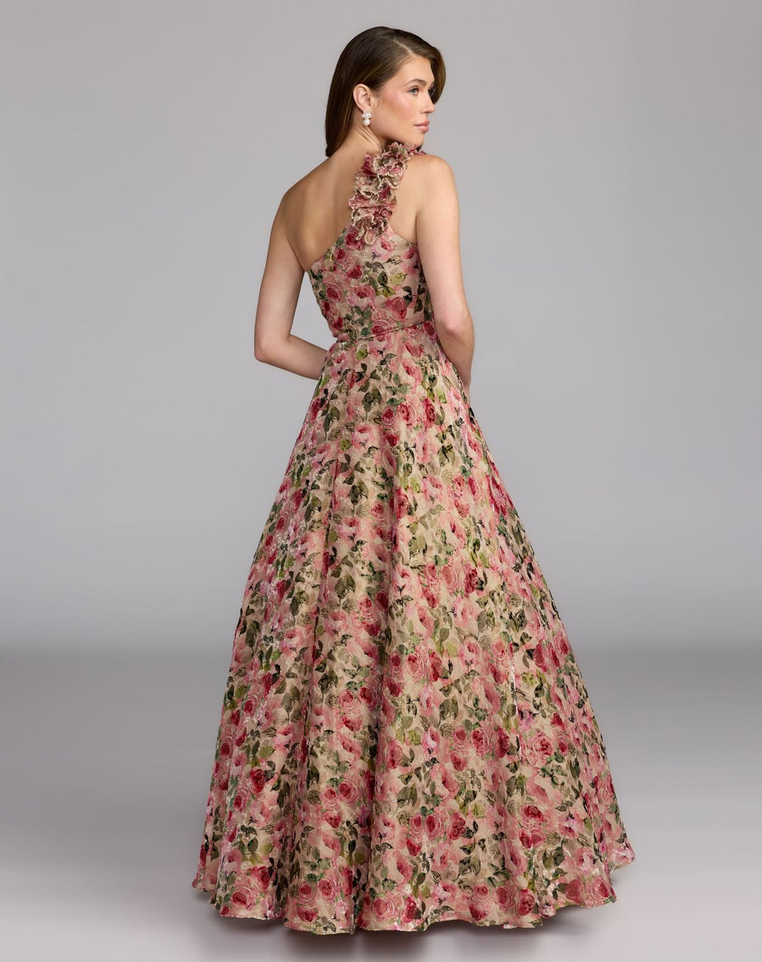 Mac Duggal 13269 One Shoulder Velvet Floral Ball Gown