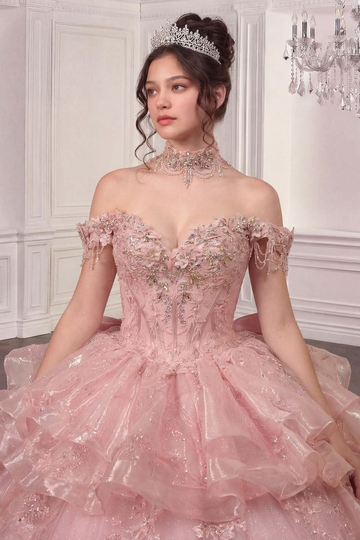 Ladivine 15742 Convertible Off-Shoulder Corset Quinceañera Ball Gown to Mini Dress