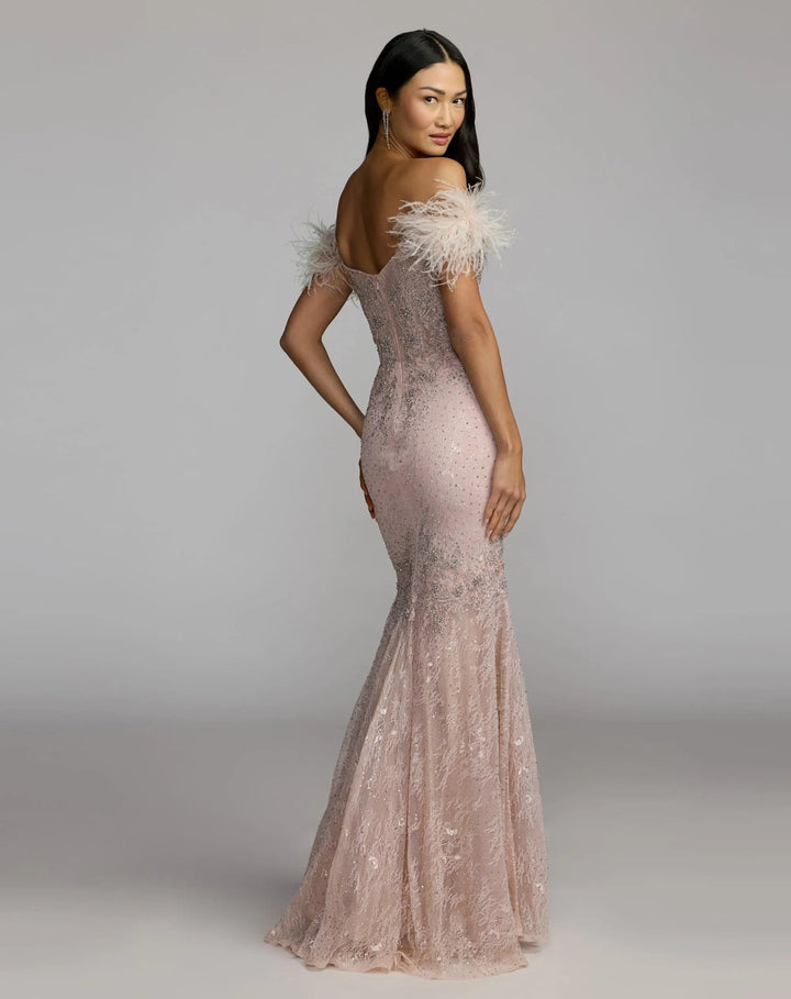 Mac Duggal 20246 Feathered Crystal Embellished Sleeveless Gown