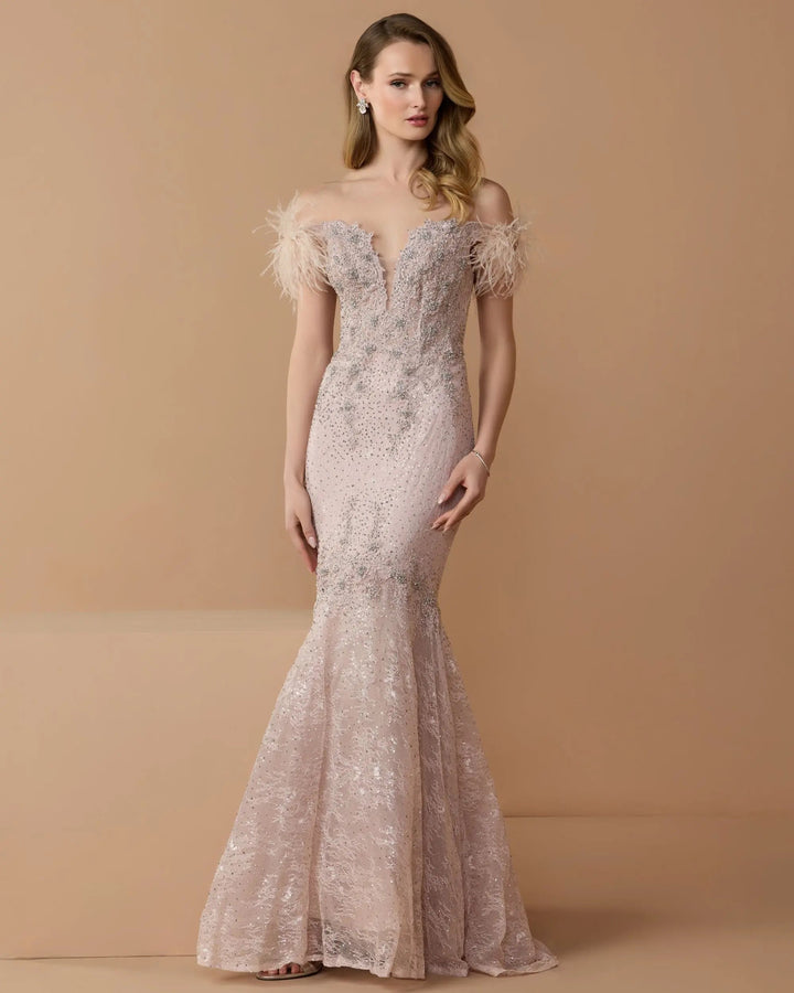Mac Duggal 20246 Feathered Crystal Embellished Sleeveless Gown
