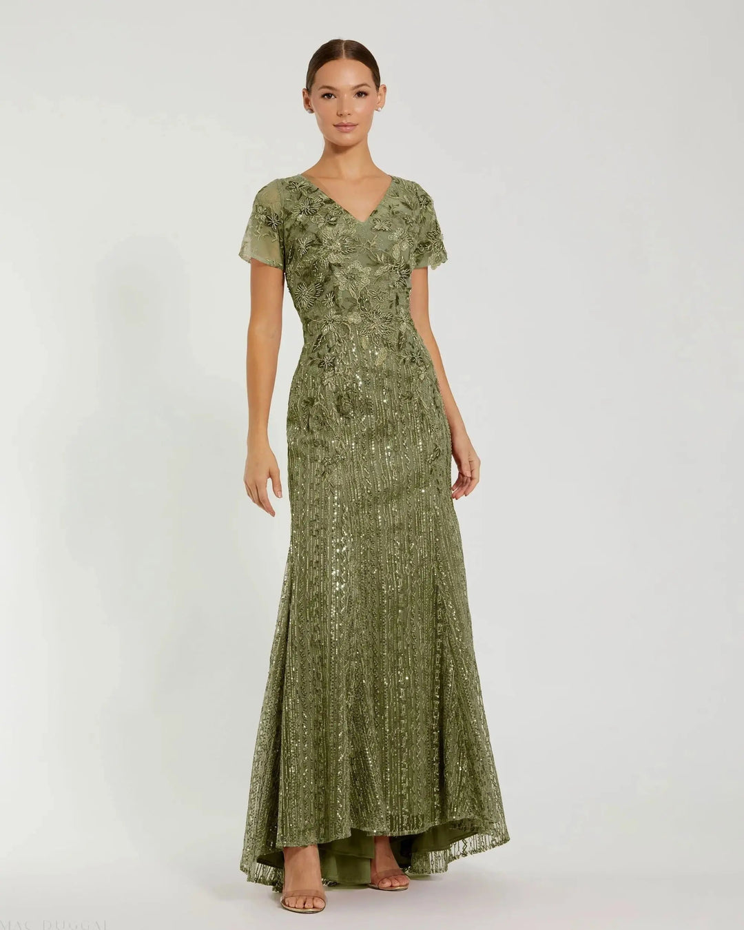 Mac Duggal 20282 Embellished V Neck Cap Sleeve Trumpet Gown