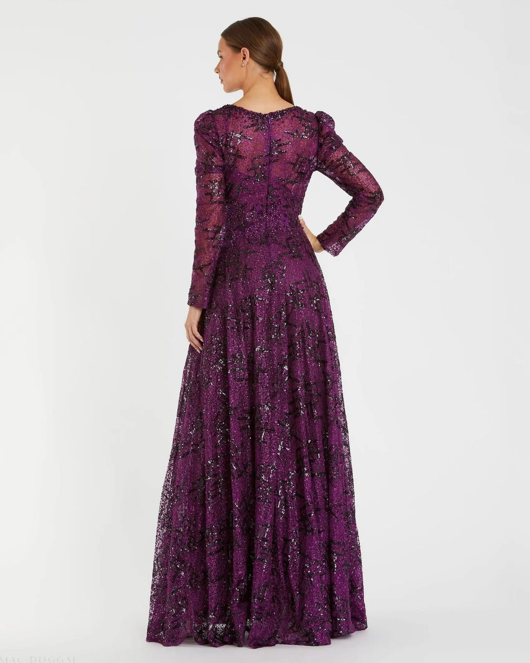 Mac Duggal 20353 Embellished V Neck Long Sleeve A Line Gown