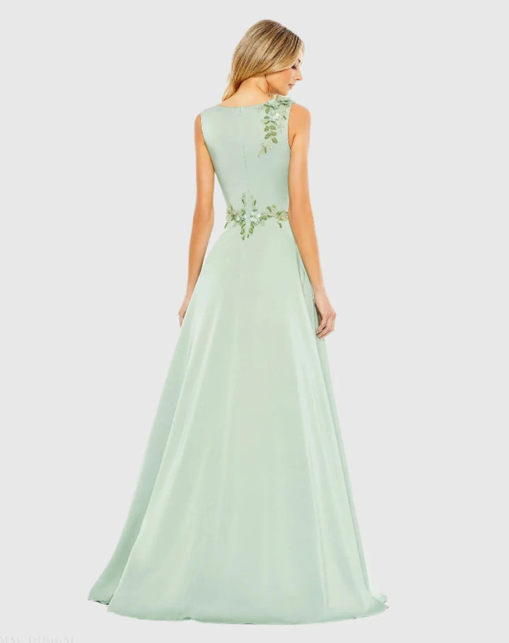 Mac Duggal 20365 Floral Applique Sleeveless A-Line Gown