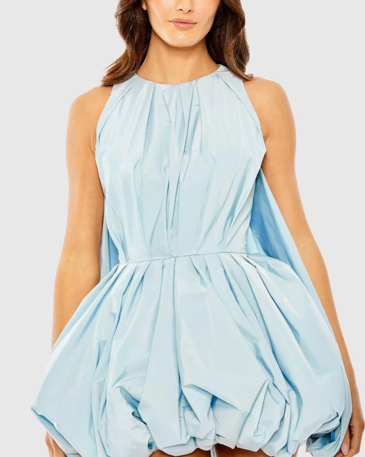 Mac Duggal 20704 Blue Sleeveless Taffeta Bubble Mini Dress