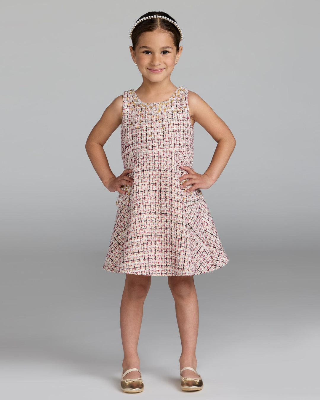 Mac Duggal 20802 Girls Multicolor Beaded Boucle Mini Dress