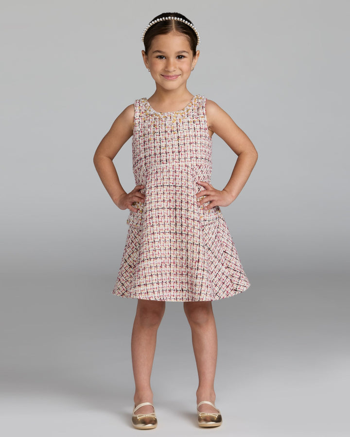 Mac Duggal 20802 Girls Multicolor Beaded Boucle Mini Dress