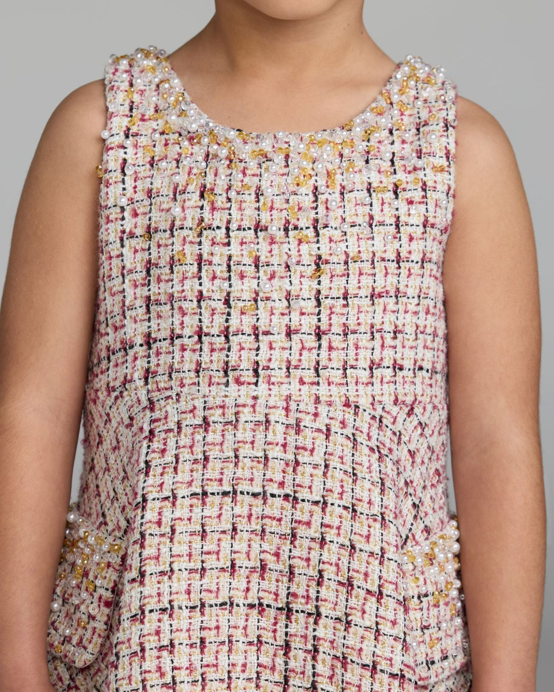 Mac Duggal 20802 Girls Multicolor Beaded Boucle Mini Dress
