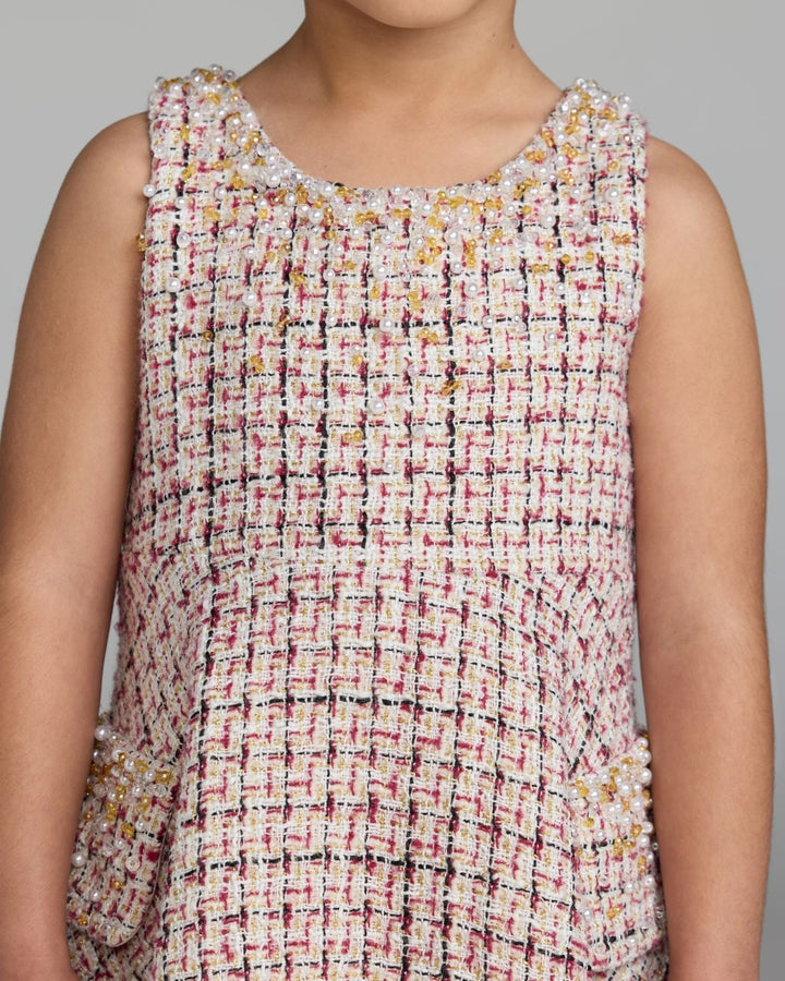 Mac Duggal 20802 Girls Multicolor Beaded Boucle Mini Dress