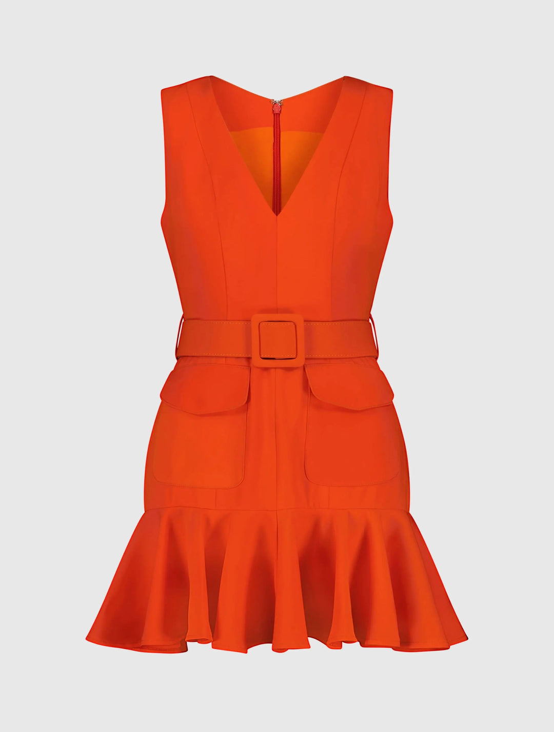 Mac Duggal 20956 Sleeveless Crepe Mini Dress With Belt And Front Pockets
