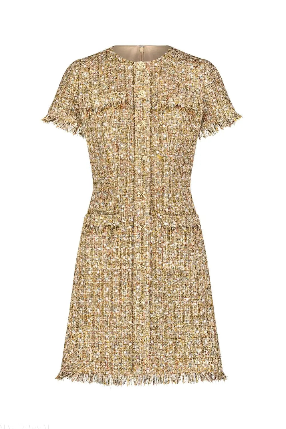 Mac Duggal 21072 Boucle Short Sleeve Mini Dress With Pockets