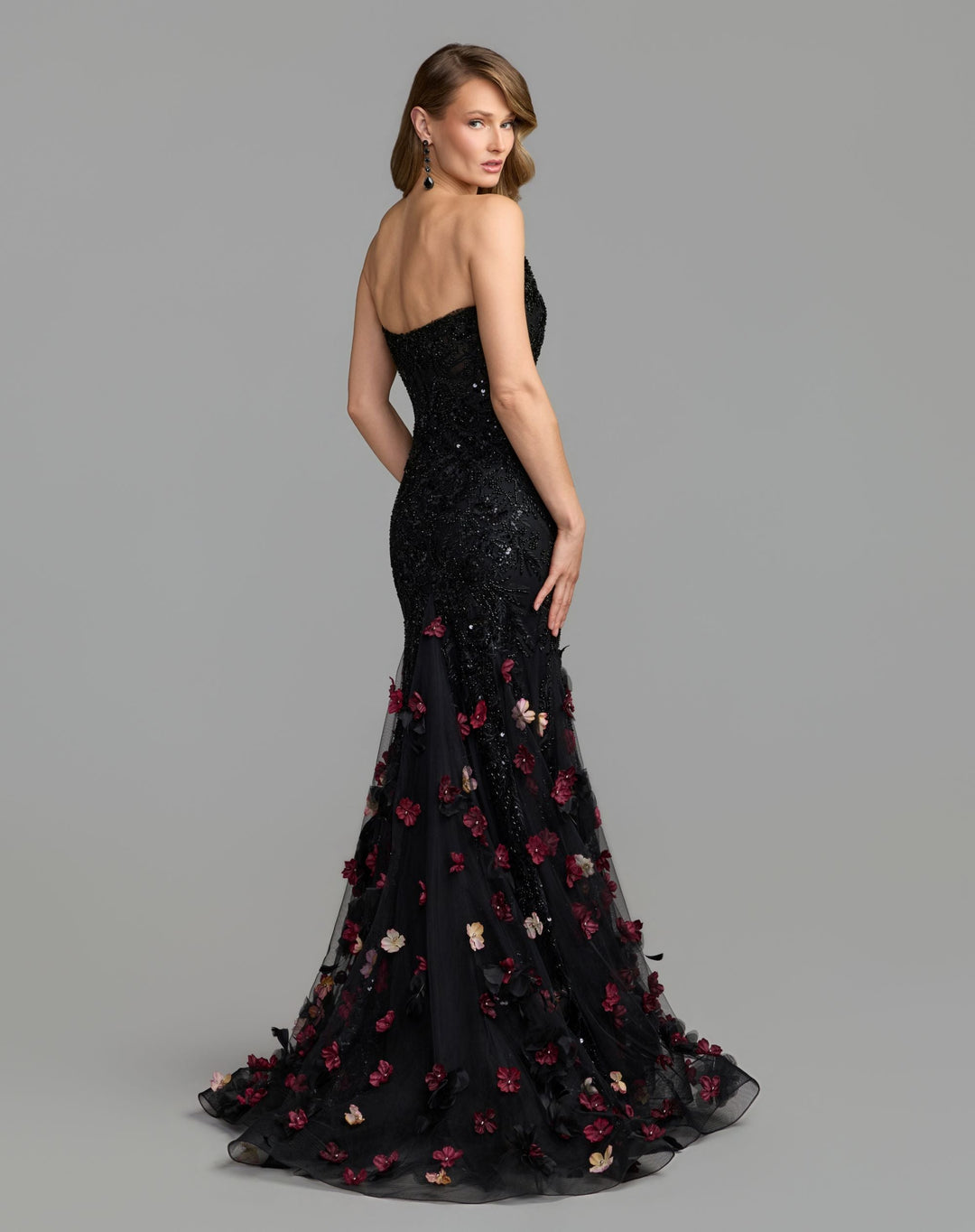 Mac Duggal 21147 Strapless Embellished Mermaid Dress With 3D Floral Hem
