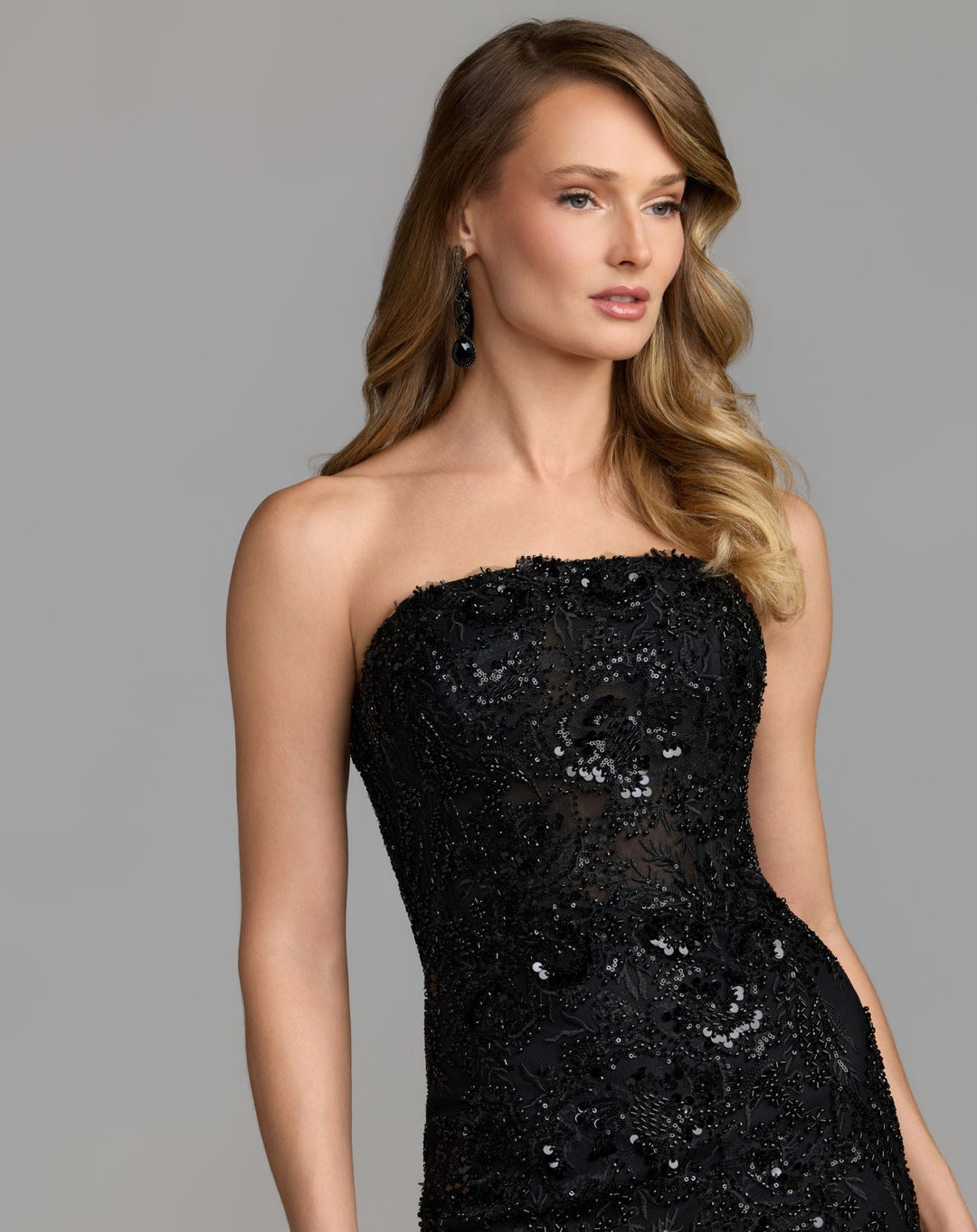Mac Duggal 21147 Strapless Embellished Mermaid Dress With 3D Floral Hem