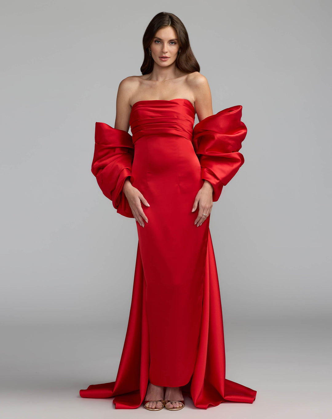 Mac Duggal 21192 Satin Column Gown With Oversized Bow