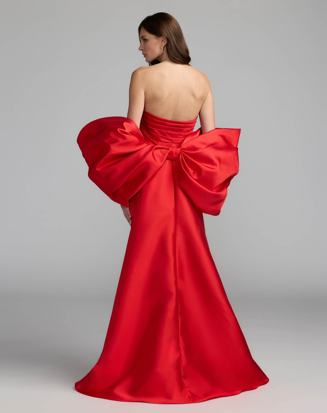 Mac Duggal 21192 Satin Column Gown With Oversized Bow