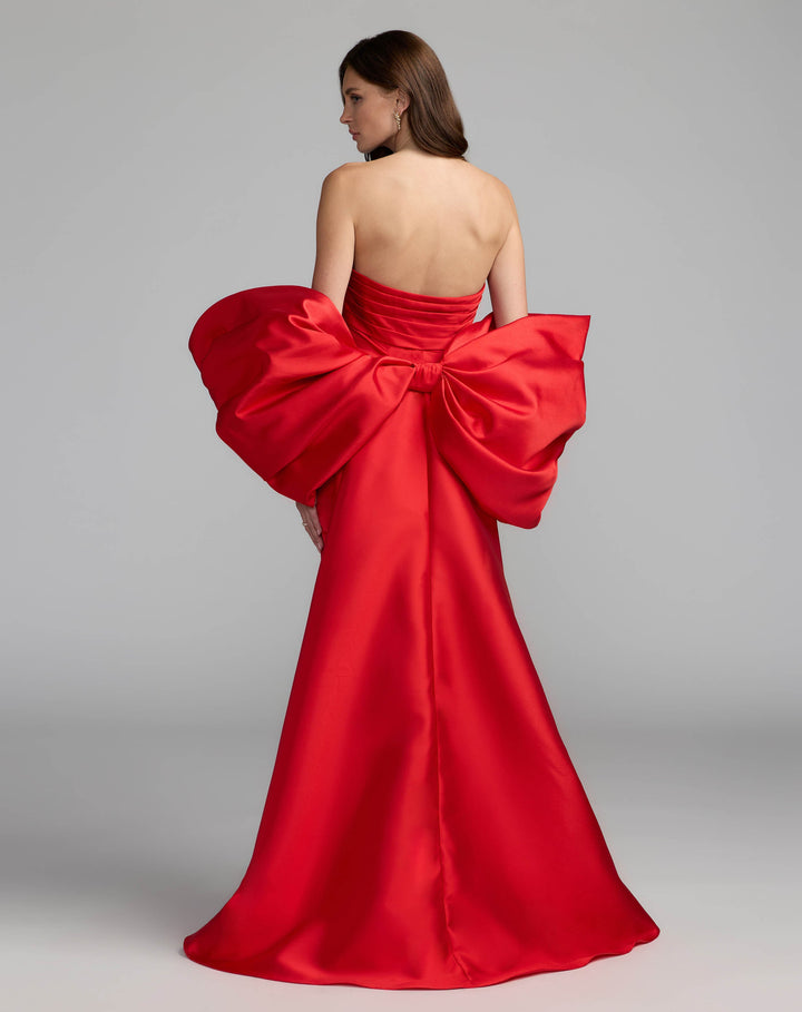 Mac Duggal 21192 Satin Column Gown With Oversized Bow