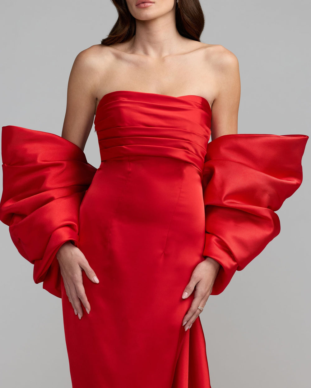 Mac Duggal 21192 Satin Column Gown With Oversized Bow