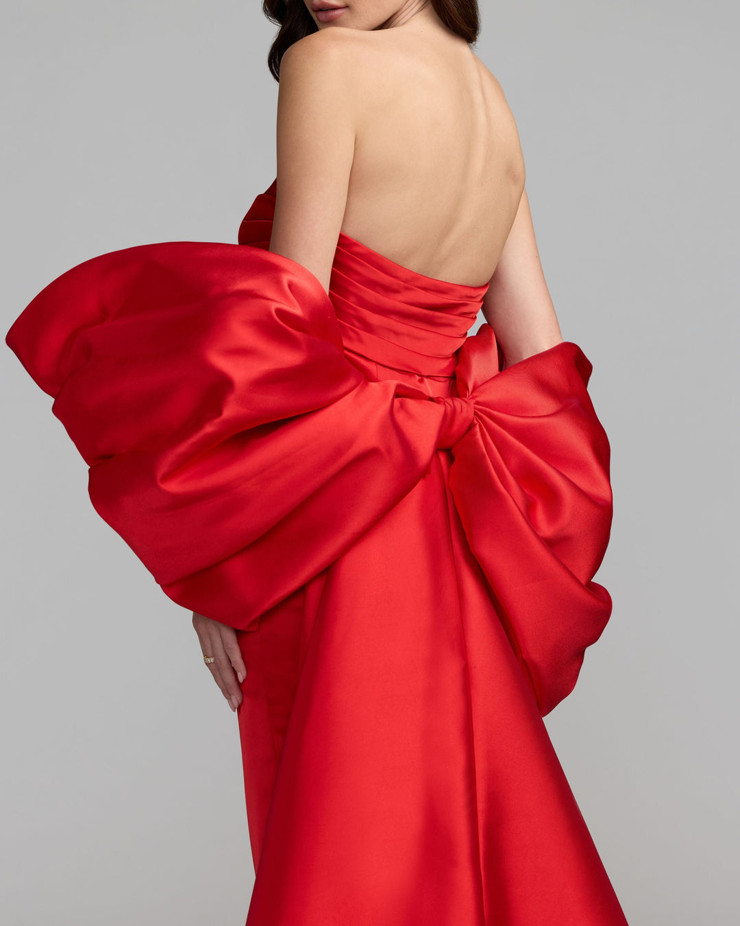 Mac Duggal 21192 Satin Column Gown With Oversized Bow