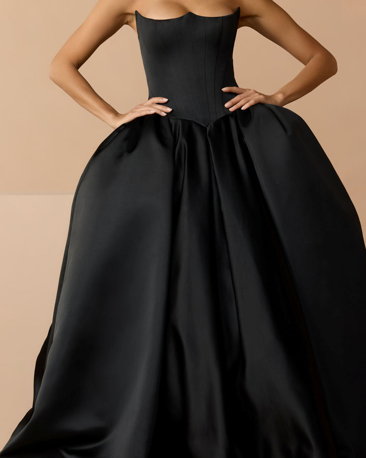 Mac Duggal 21259 Strapless Satin Corset Ball Gown