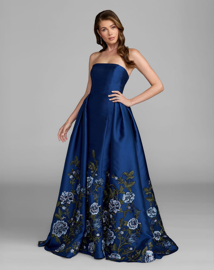 Mac Duggal 21282 Floral Embroidered Mikado Strapless Ball Gown