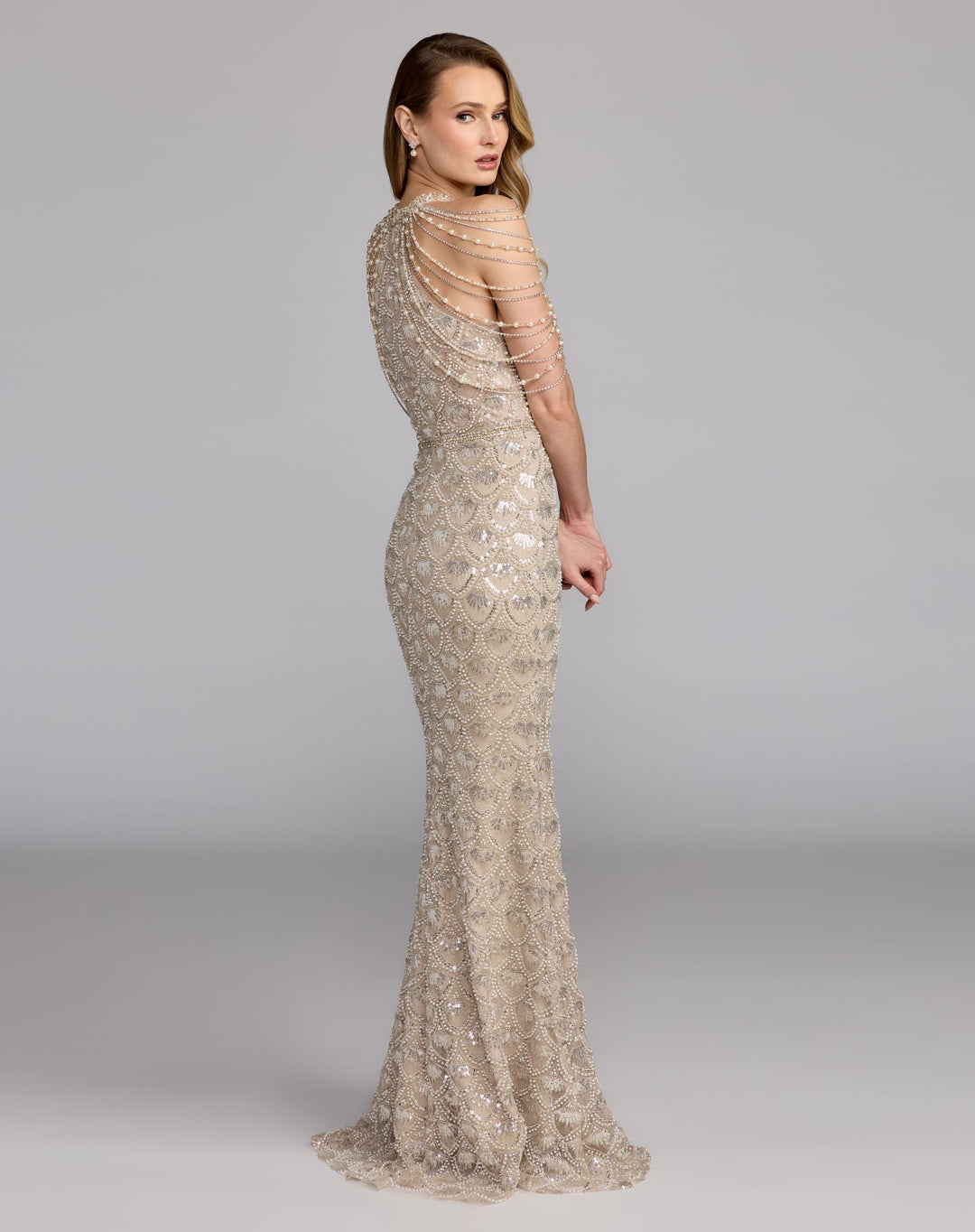 Mac Duggal 21322 Draped Embellished Column Gown