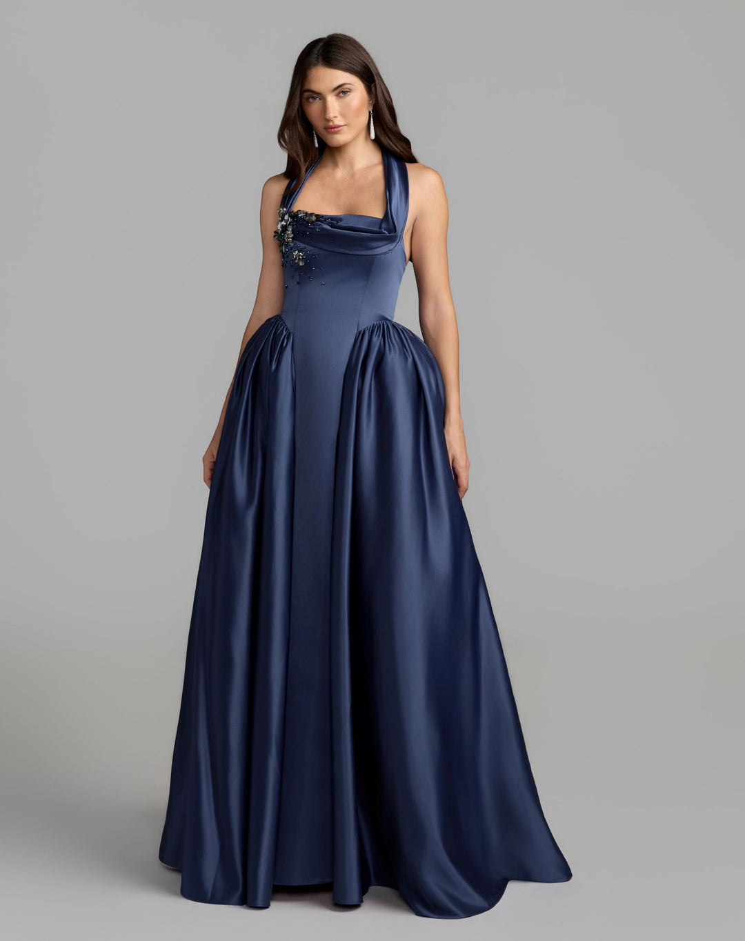 Mac Duggal 21501 Sleeveless Open Back Satin Ball Gown