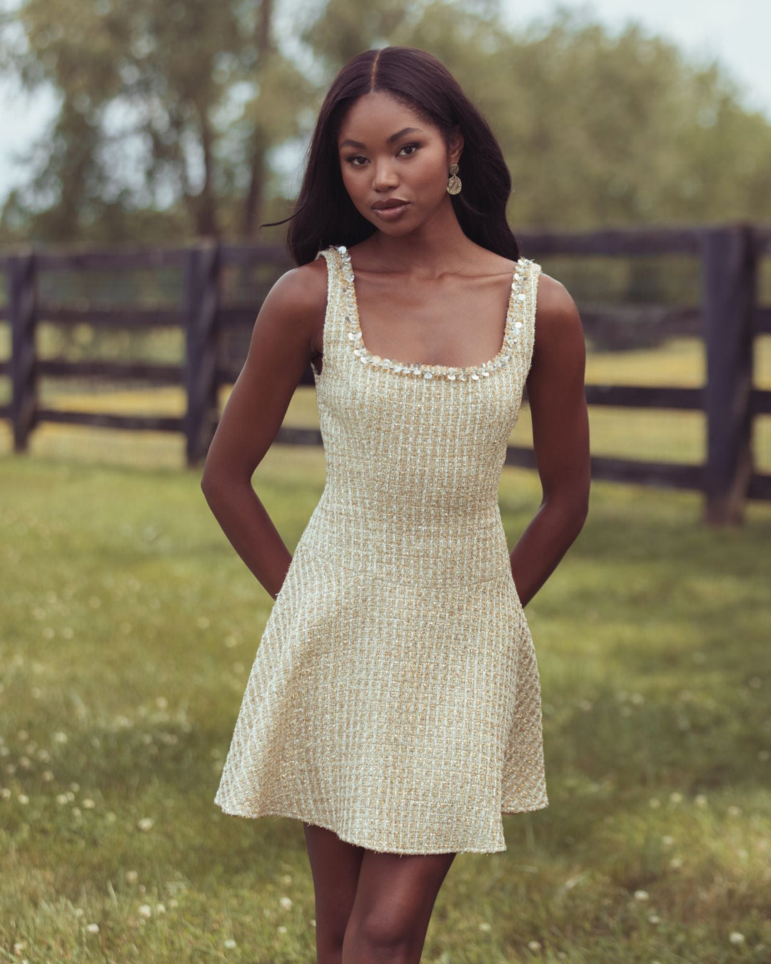 Mac Duggal 21559 Sleeveless Square Neck Boucle Mini Dress