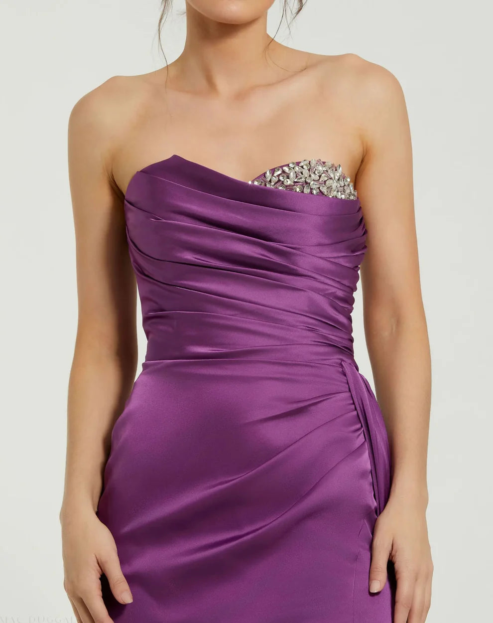 Mac Duggal 2211 Strapless Embellished Sweetheart Neckline Satin Gown