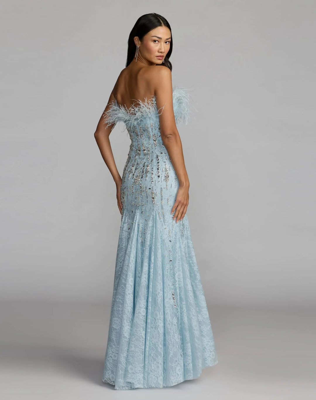 Mac Duggal 2238 Feather Embellished Strapless Mermaid Gown