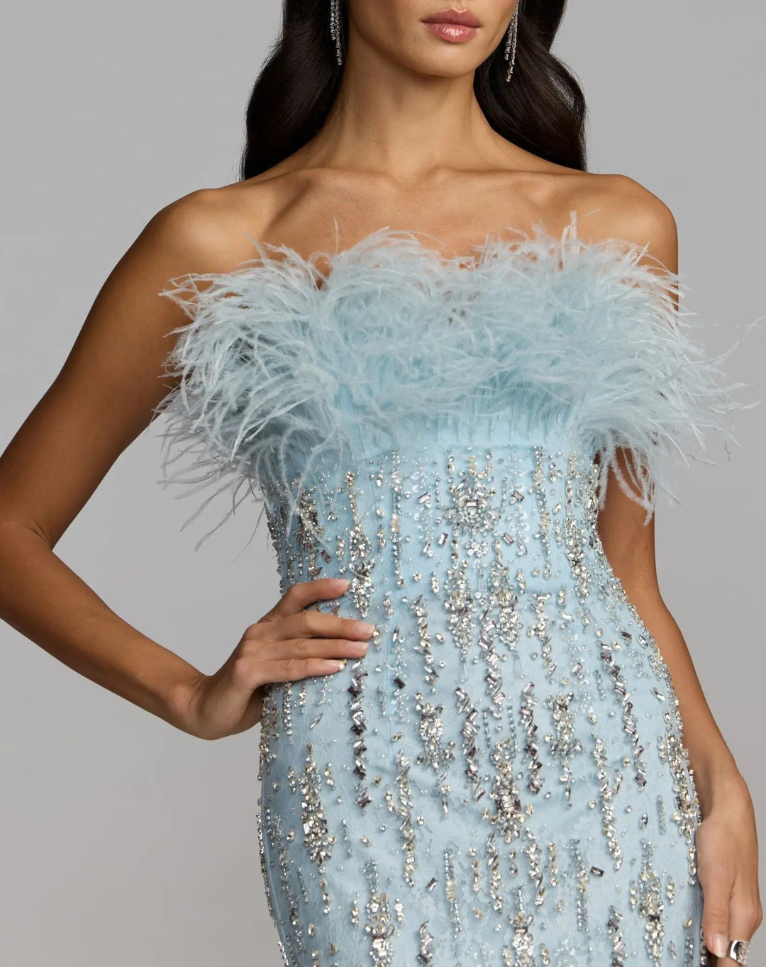 Mac Duggal 2238 Feather Embellished Strapless Mermaid Gown