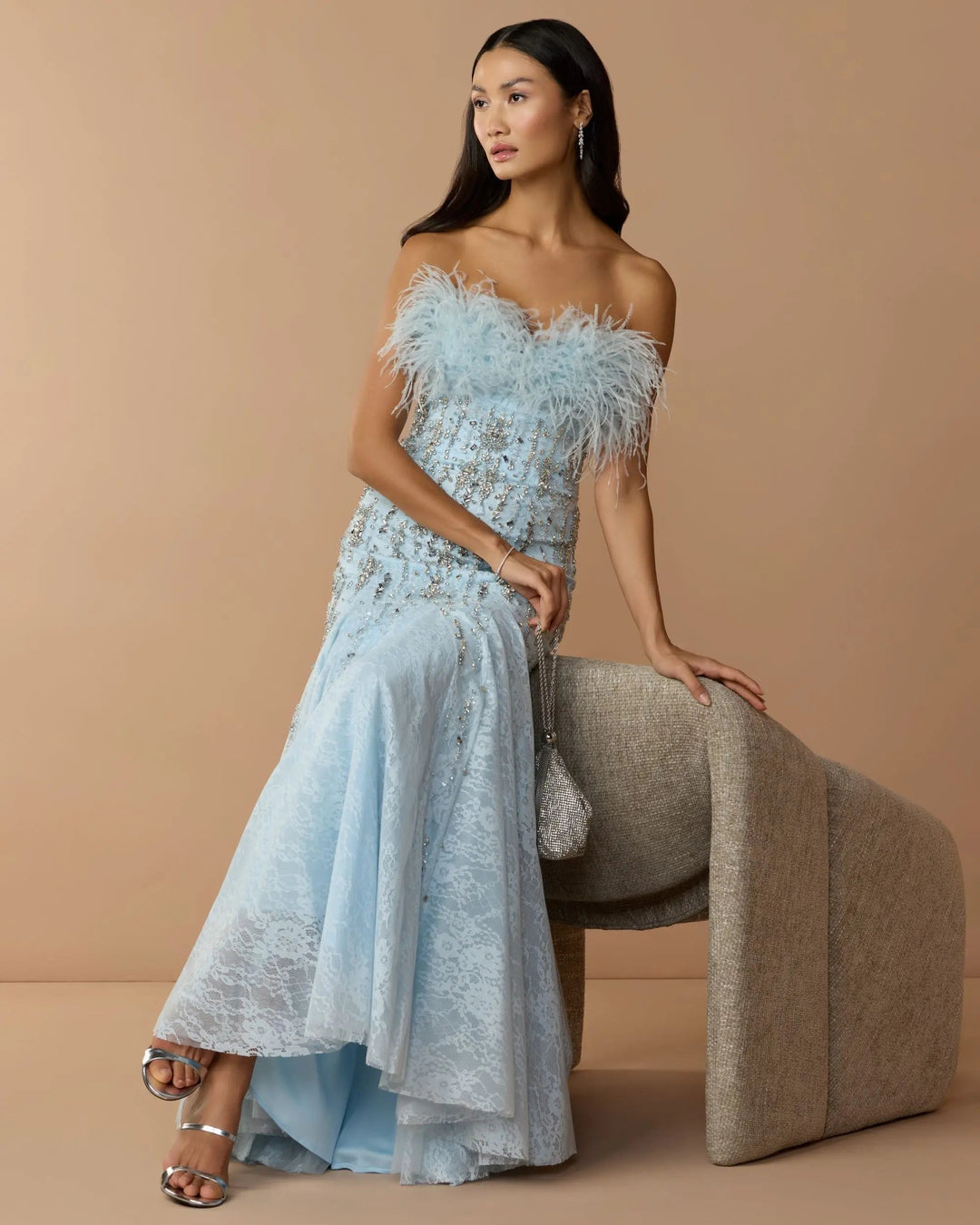Mac Duggal 2238 Feather Embellished Strapless Mermaid Gown