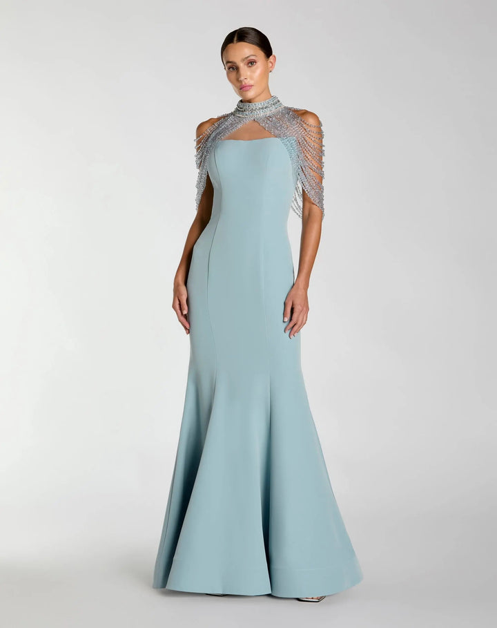 Mac Duggal 2334 Mermaid Gown with Crystal Draping