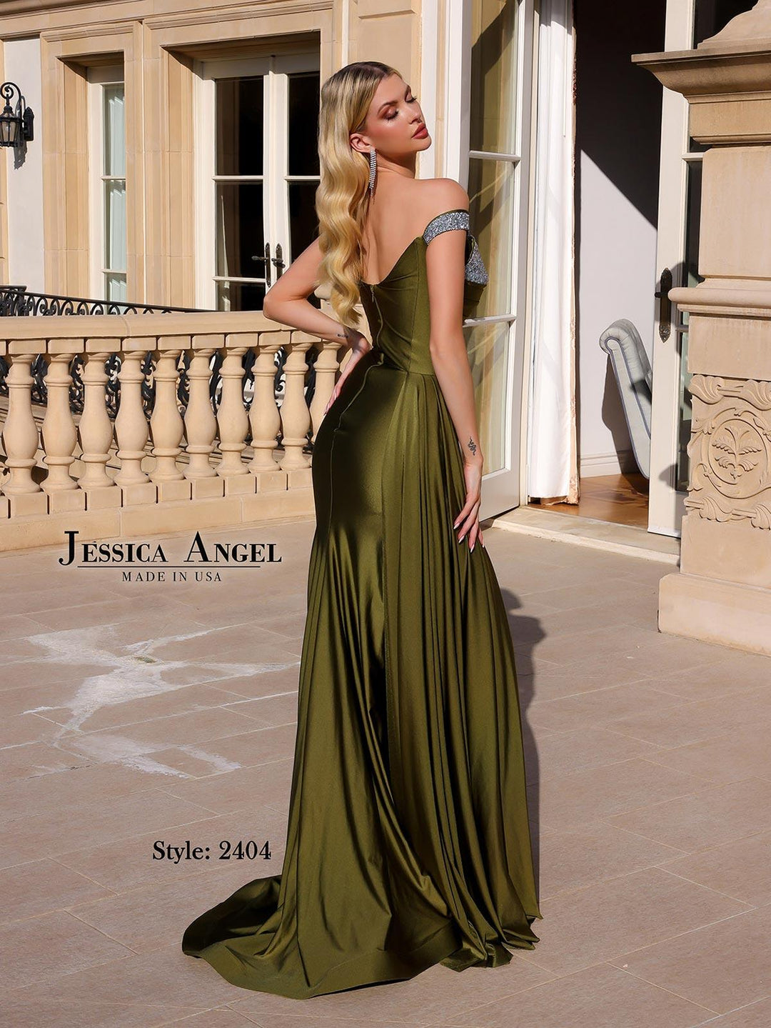 Jessica Angel 2404 draped jersey gown back view